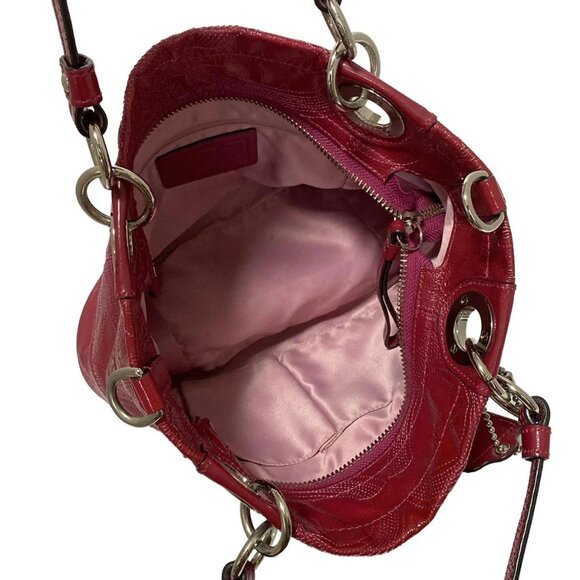 Auth COACH Alex Stitched Patent Small 14418 Pink Patent Leather - Shoulder Bag - Picture 7 of 8